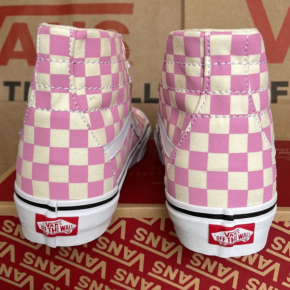 Vans Sk8-Hi Tapered Checkerboard Fchsapk/True White sneakers Men’s - Picture 14 of 16